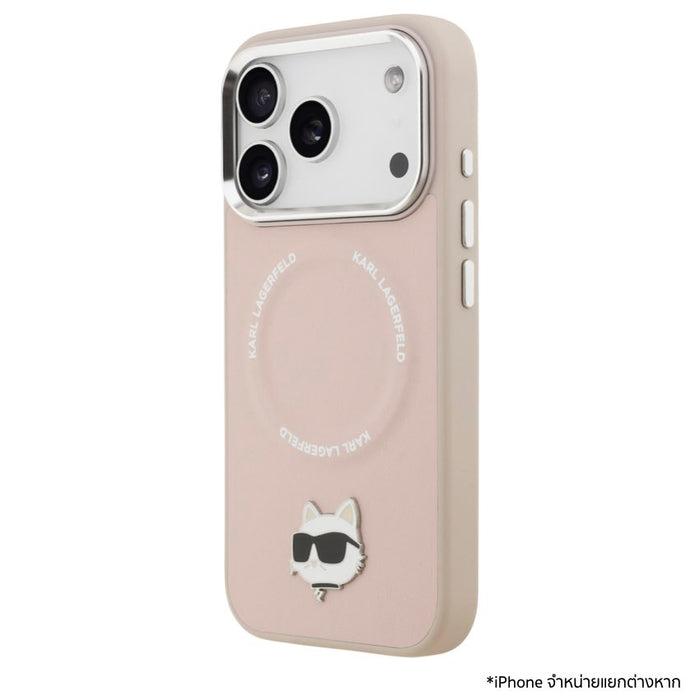 เคสกันกระแทก iPhone 17 Pro Max Karl Choupette Head PU MagSafe - Pink