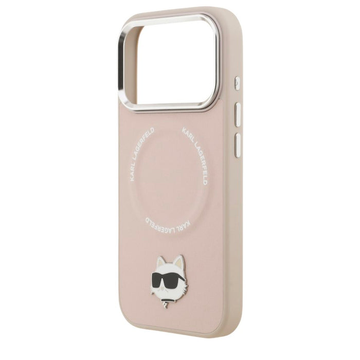 เคสกันกระแทก iPhone 17 Pro Max Karl Choupette Head PU MagSafe - Pink