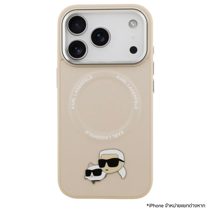 เคสกันกระแทก iPhone 17 Pro Max Karl Karl-Choupette Head PU รองรับ MagSafe - Beige