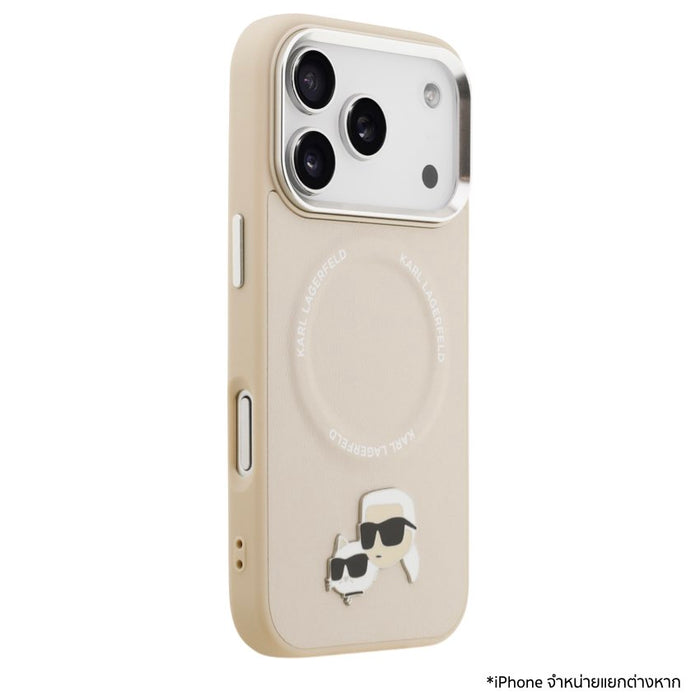 เคสกันกระแทก iPhone 17 Pro Max Karl Karl-Choupette Head PU รองรับ MagSafe - Beige
