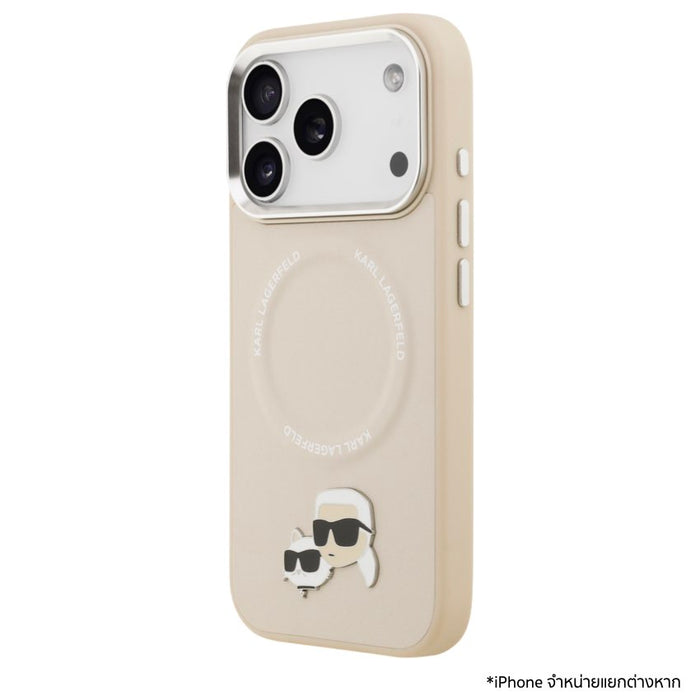 เคสกันกระแทก iPhone 17 Pro Max Karl Karl-Choupette Head PU รองรับ MagSafe - Beige