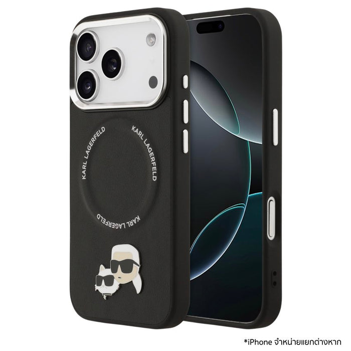 เคสกันกระแทก iPhone 17 Pro Max Karl Karl-Choupette Head PU รองรับ MagSafe - Black