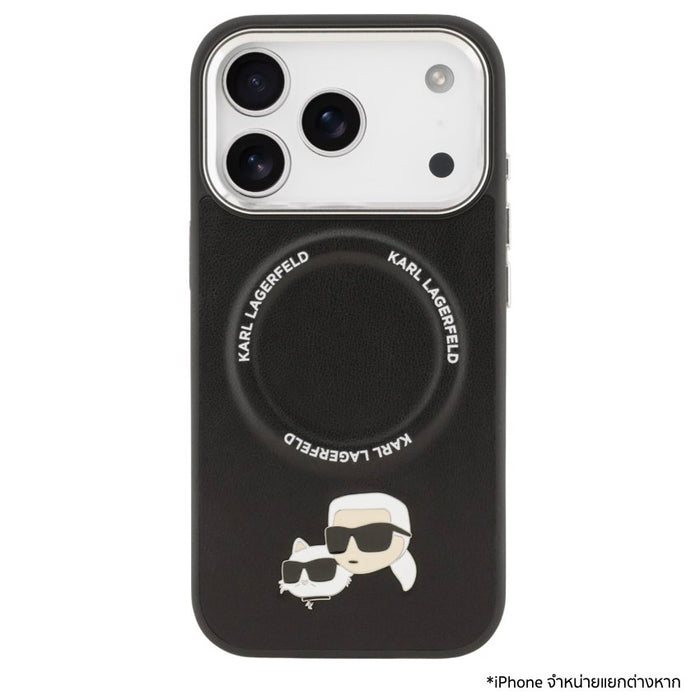 เคสกันกระแทก iPhone 17 Pro Max Karl Karl-Choupette Head PU รองรับ MagSafe - Black
