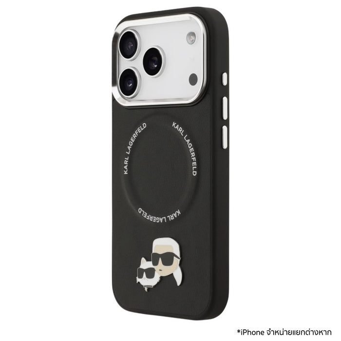 เคสกันกระแทก iPhone 17 Pro Max Karl Karl-Choupette Head PU รองรับ MagSafe - Black