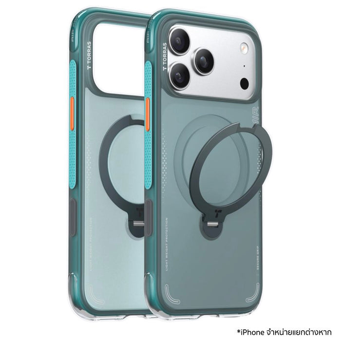 เคสกันกระแทก iPhone 17 Pro Max Torras Ostand Spin Air Series - Glacier Green