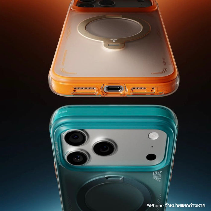 เคสกันกระแทก iPhone 17 Pro Max Torras Ostand Spin Air Series ปกป้องรอบด้านด้วยเทคโนโลยี AirMAX Airbag ขาตั้งหมุนได้ 360° และแม่เหล็กแรงสูง รองรับ MagSafe อย่างมั่นคง