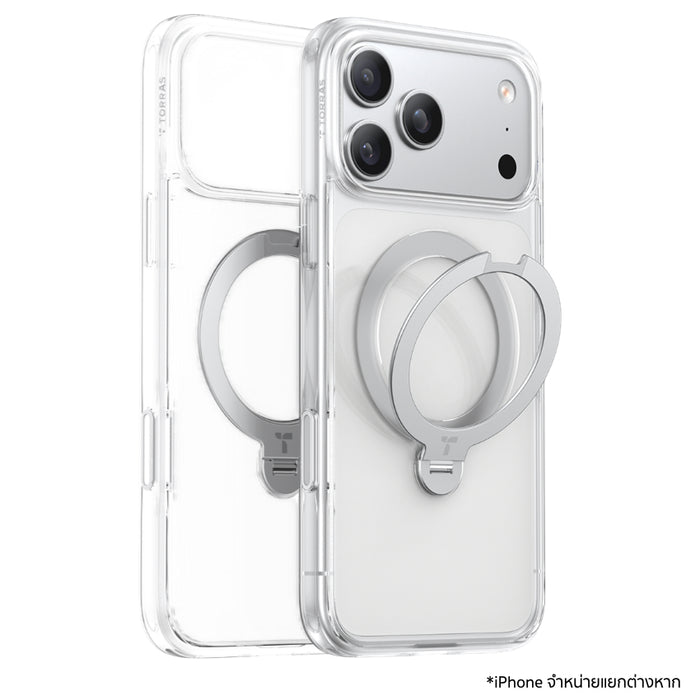เคสกันกระแทก iPhone 17 Pro Max Torras Ostand Spin Series - Clear ขาตั้งหมุนได้ 360° ดีไซน์แข็งแรง ทนทาน รองรับการชาร์จไร้สาย