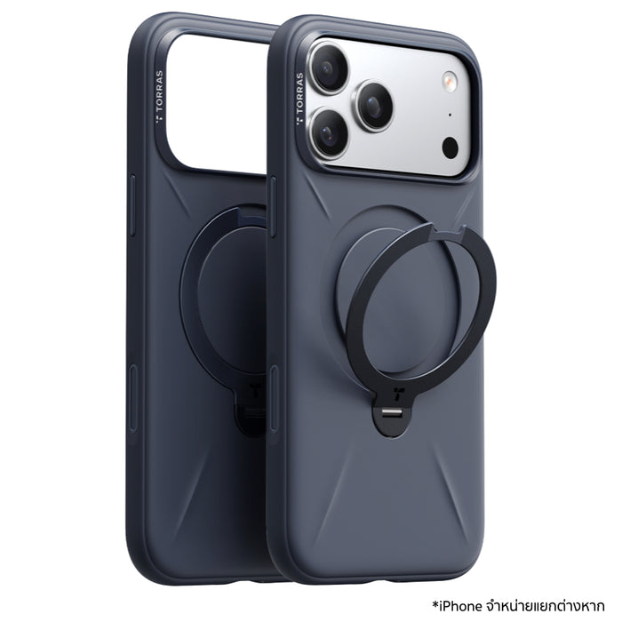 เคสกันกระแทก iPhone 17 Pro Max Torras Ostand Spin Silicone Series สี Midnight Blue ขาตั้งหมุน 360° ซิลิโคน ROHS กันลื่น ป้องกันรอยขีดข่วน