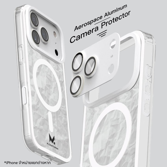 เคสกันกระแทก iPhone 17 Pro M.Craftsman Double Layer Case + Camera Lens - Crease White