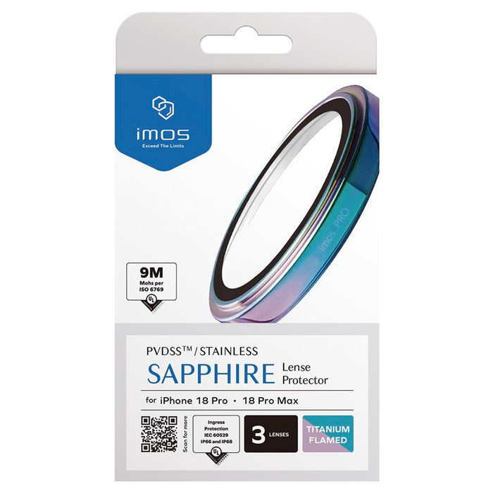 ฟิล์มกระจกป้องกันเลนส์ iPhone 18 Pro / 18 Pro Max IMOS Sapphire Stainless - Titanium Flame