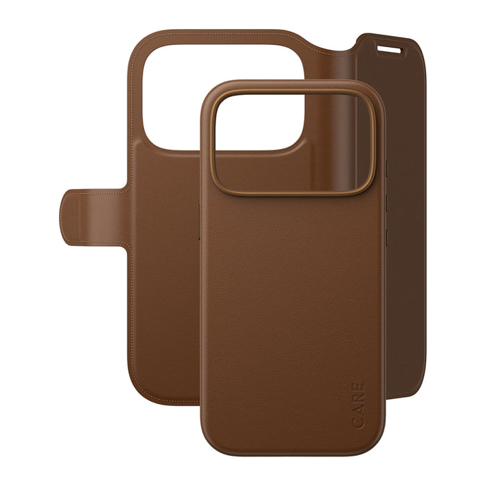 เคสฝาพับ และ กระเป๋าใส่บัตร Tango 2 in 1 Wallet MagSafe for iPhone 18 Pro - Brown ดีไซน์หรูหรา แบรนด์ CARE