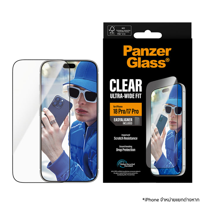 ฟิล์มกระจกกันรอย Panzerglass Ultra Wide Fit w.EasyAligner for iPhone 18 Pro