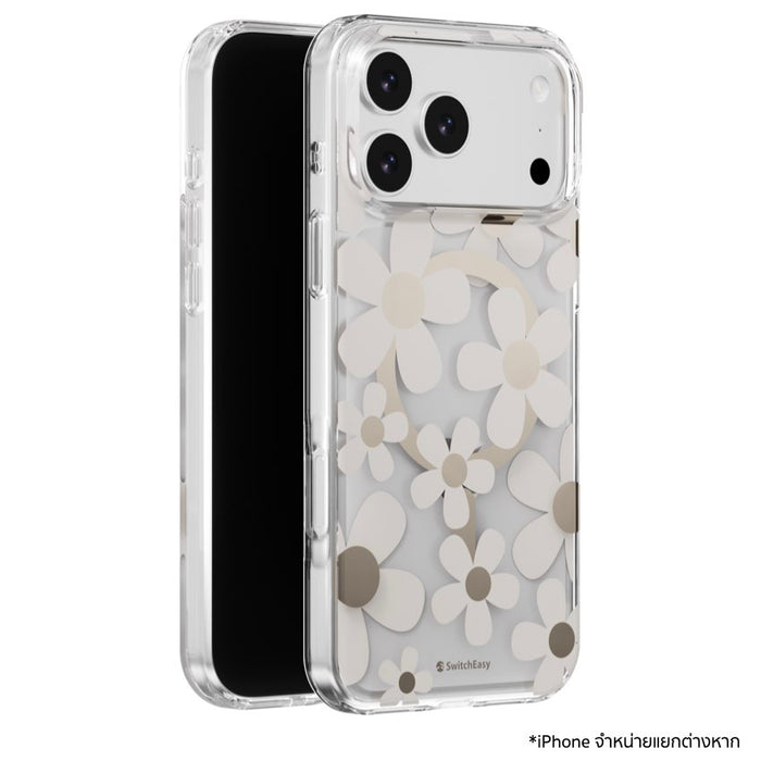 เคสกันกระแทก iPhone 18 Pro Max / 17 Pro Max Switcheasy Fleur M 3D Pattern - Golden Gray