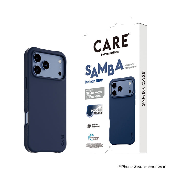 เคสไอโฟน Fashionable Samba MagSafe for iPhone 18 Pro Max - Blue กันกระแทก 2.4 เมตร แบรนด์ CARE by PanzerGlass