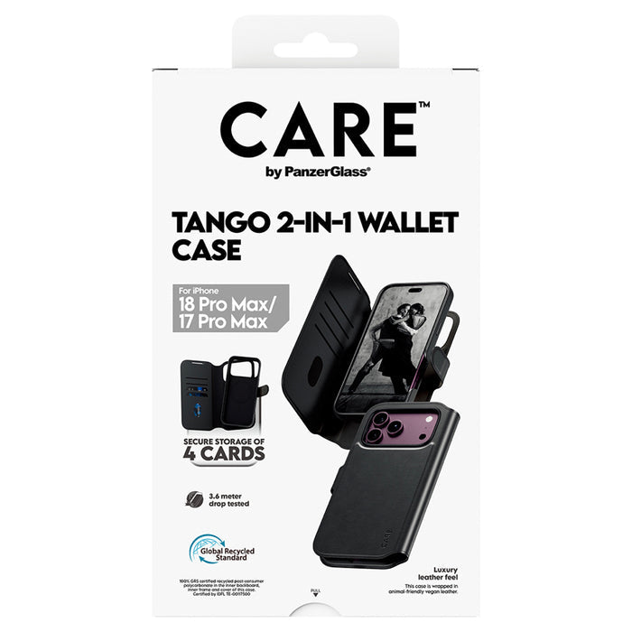 เคสฝาพับ และ กระเป๋าใส่บัตร Tango 2 in 1 Wallet MagSafe for iPhone 18 Pro Max - Black ใส่บัตรได้ 4 ใบ แบรนด์ CARE