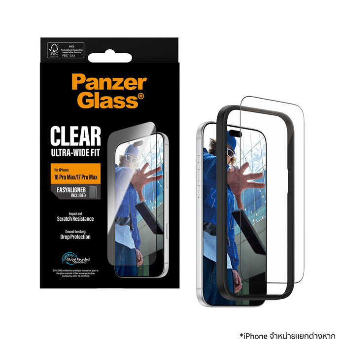 ฟิล์มกระจกกันรอย Panzerglass Ultra Wide Fit w.EasyAligner for iPhone 18 Pro Max พร้อมอุปกรณ์ช่วยติดตั้ง