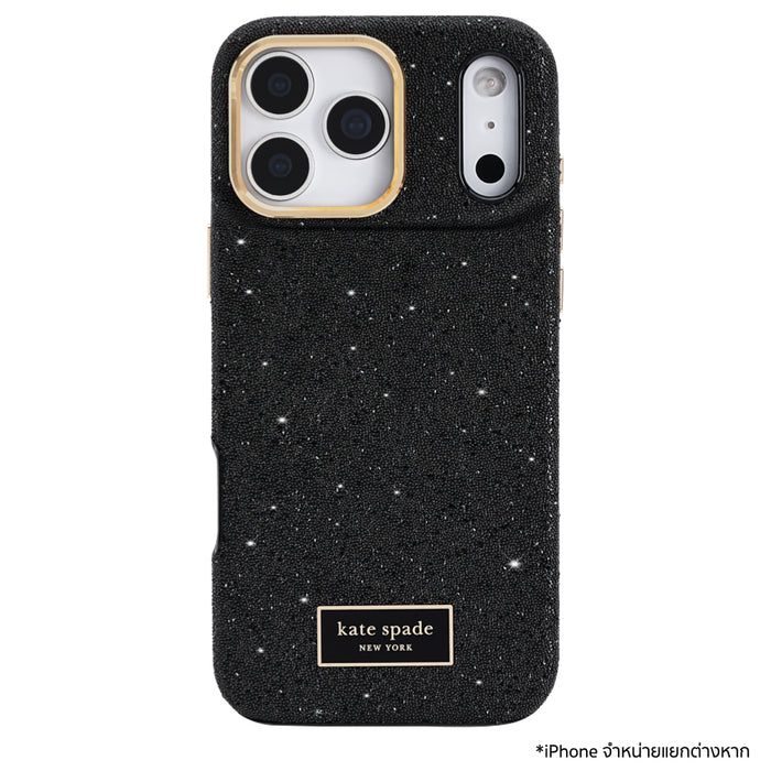 KATE SPADE Crystal Pave Mag เคส iPhone 18 Pro Max ดีไซน์คริสตัลสีดำพร้อมฮาร์ดแวร์สีทอง รองรับ MagSafe และกันกระแทกสูงสุด 12 ฟุต