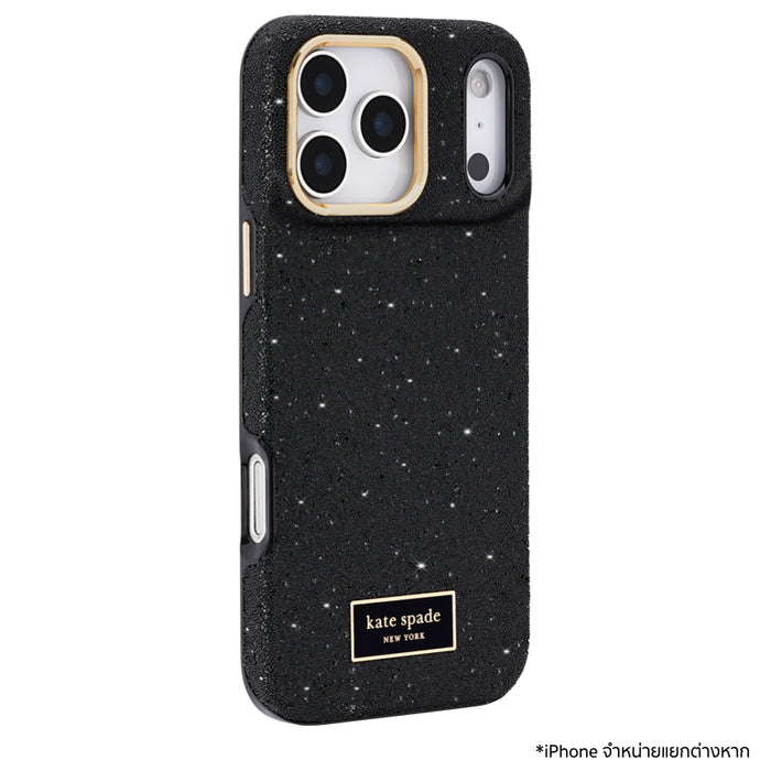 KATE SPADE Crystal Pave Mag เคส iPhone 18 Pro Max ดีไซน์คริสตัลสีดำพร้อมฮาร์ดแวร์สีทอง รองรับ MagSafe และกันกระแทกสูงสุด 12 ฟุต