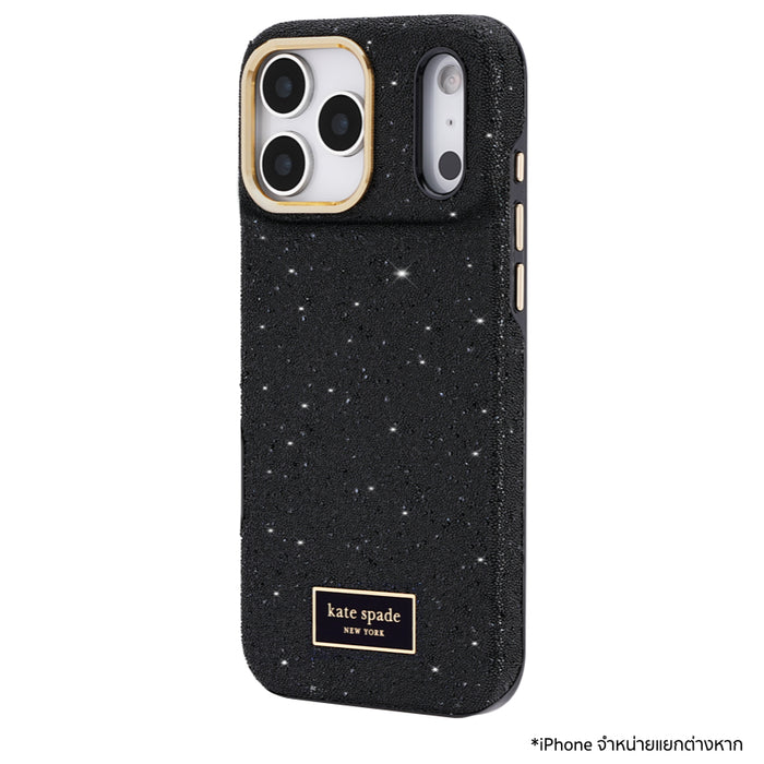 KATE SPADE Crystal Pave Mag เคส iPhone 18 Pro Max ดีไซน์คริสตัลสีดำพร้อมฮาร์ดแวร์สีทอง รองรับ MagSafe และกันกระแทกสูงสุด 12 ฟุต