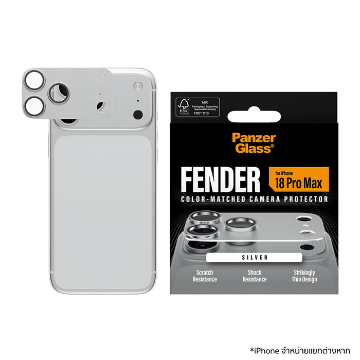 ฟิล์มกระจกป้องกันเลนส์ Panzerglass Fender for iPhone 18 Pro - Light Grey/Silver