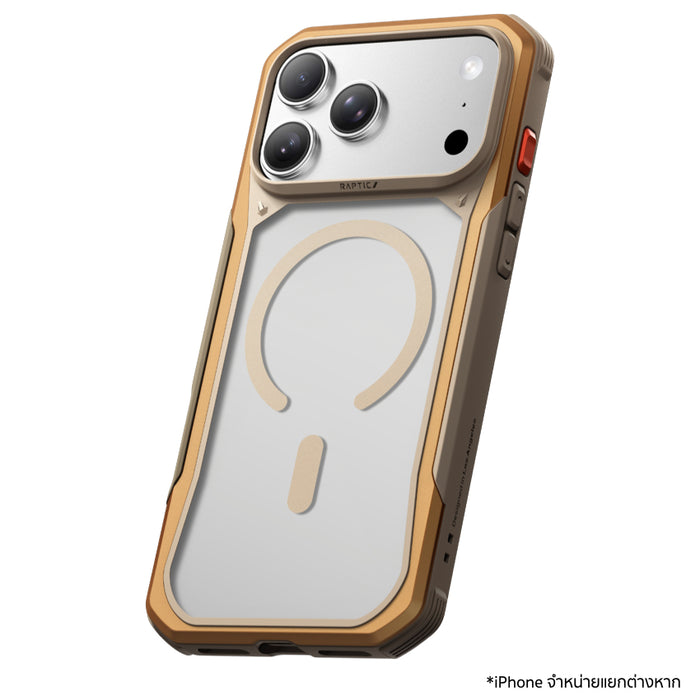 เคส iPhone 18 Pro Max RAPTIC Shield Evo MagSafe แข็งแรง กันกระแทกระดับ Military Grade สูงสุด 3 ม. พร้อมปุ่มโลหะและสายคล้องสำหรับสายลุย