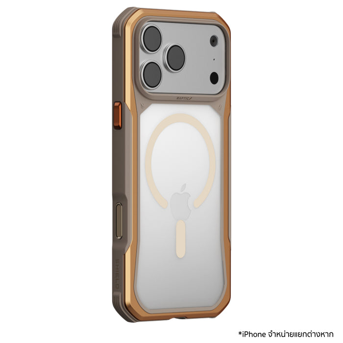 เคส iPhone 18 Pro Max RAPTIC Shield Evo MagSafe แข็งแรง กันกระแทกระดับ Military Grade สูงสุด 3 ม. พร้อมปุ่มโลหะและสายคล้องสำหรับสายลุย