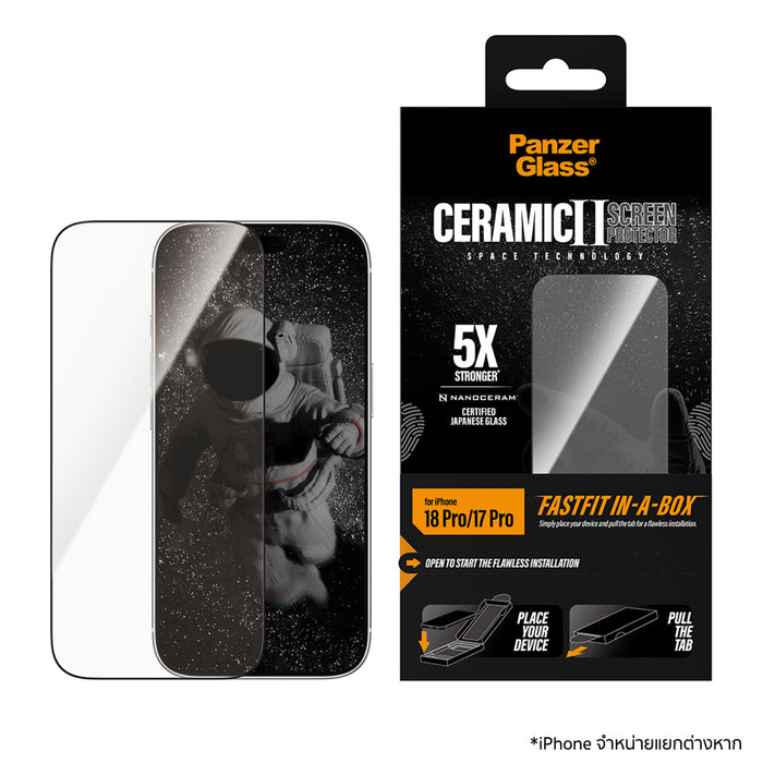 ฟิล์มกระจกกันรอย Panzerglass Ceramic w.Fastfit in-a-box for iPhone 18 Pro