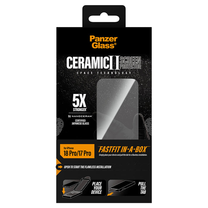 ฟิล์มกระจกกันรอย Panzerglass Ceramic w.Fastfit in-a-box for iPhone 18 Pro กันรอยนิ้วมือ