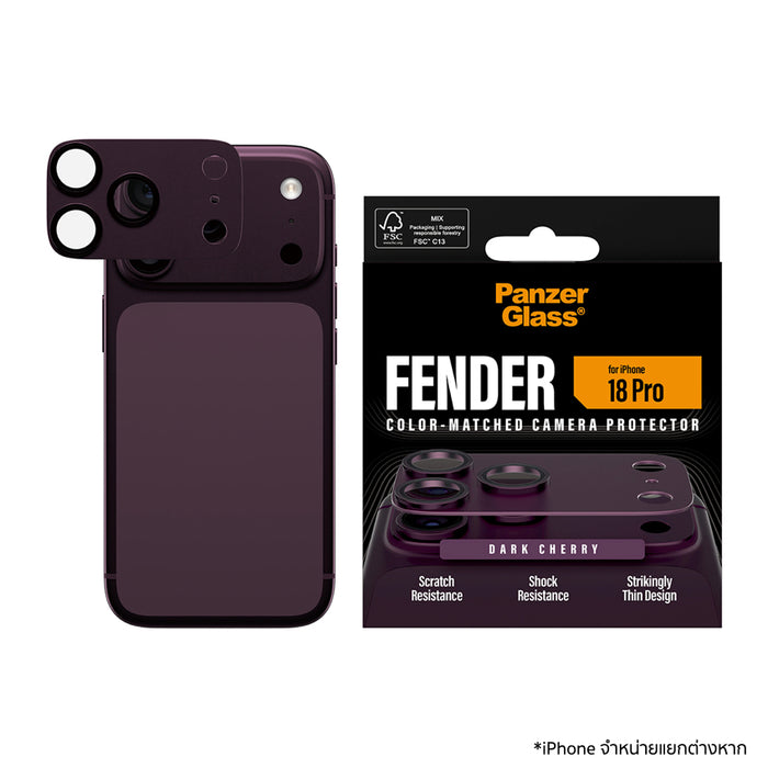 ฟิล์มกระจกป้องกันเลนส์ Panzerglass Fender for iPhone 18 Pro - Dark Cherry/Burgandy