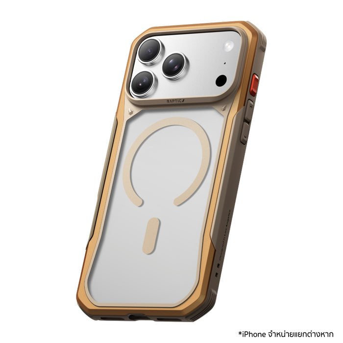 เคส iPhone 18 Pro RAPTIC Shield Evo MagSafe แข็งแรง กันกระแทกระดับ Military Grade สูงสุด 3 ม. พร้อมปุ่มโลหะและสายคล้องสำหรับสายลุย