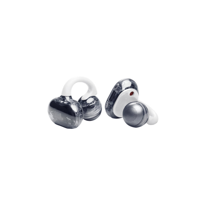 JBL Soundgear Clips สีขาว มุมมองด้านข้างดีไซน์โปร่งใส