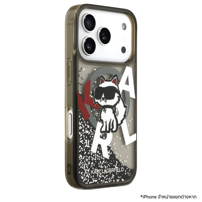 เคสกันกระแทก KARL Scattered Choupette Liquid Glitter MagSafe สำหรับ iPhone 17 Pro Max - Black