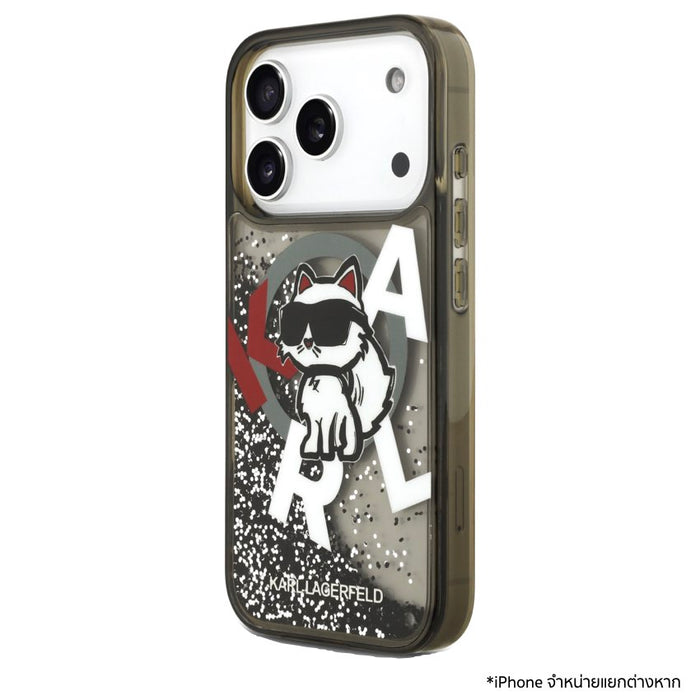 เคสกันกระแทก KARL Scattered Choupette Liquid Glitter MagSafe สำหรับ iPhone 17 Pro Max - Black