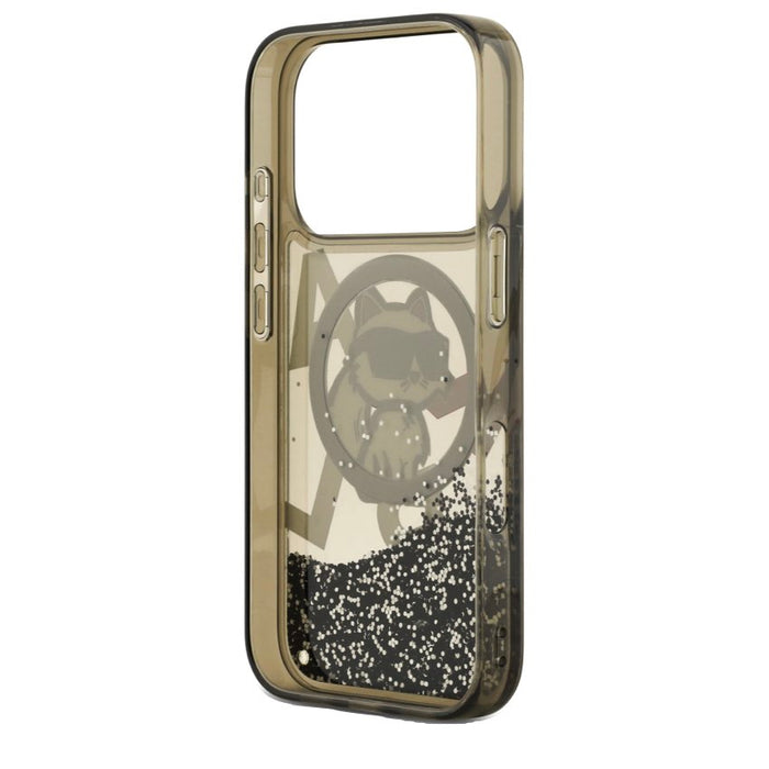 เคสกันกระแทก KARL Scattered Choupette Liquid Glitter MagSafe สำหรับ iPhone 17 Pro Max - Black