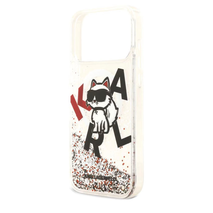 เคสกันกระแทก KARL Scattered Choupette Liquid Glitter MagSafe สำหรับ iPhone 17 Pro Max - Transparent