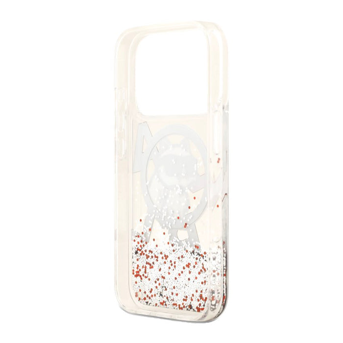 เคสกันกระแทก KARL Scattered Choupette Liquid Glitter MagSafe สำหรับ iPhone 17 Pro - Transparent
