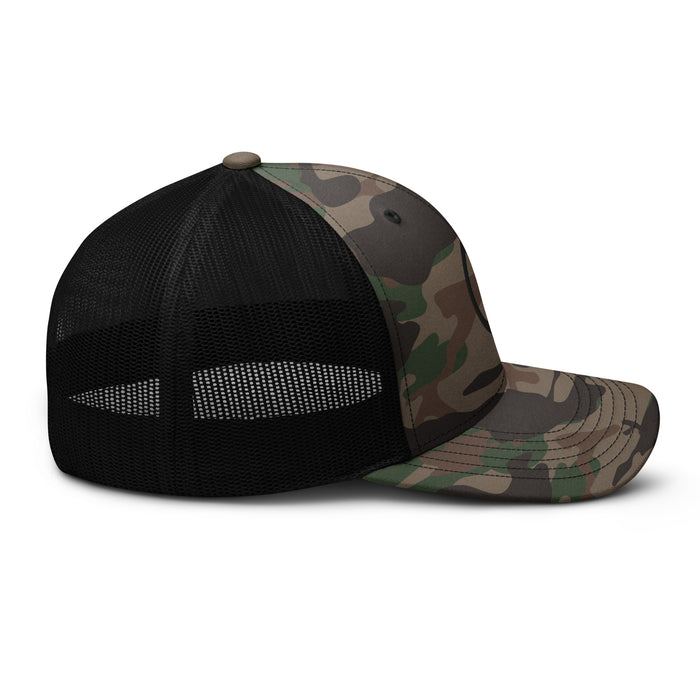 Linchpin Camo trucker hat (Black logo)