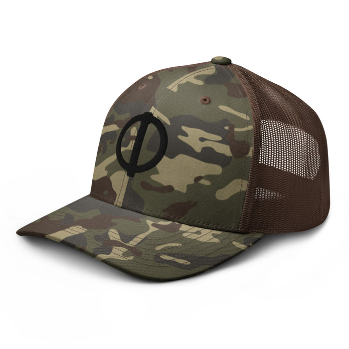 Linchpin Camo trucker hat (Black logo)