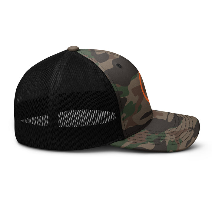 Linchpin Camo trucker hat (Orange logo)