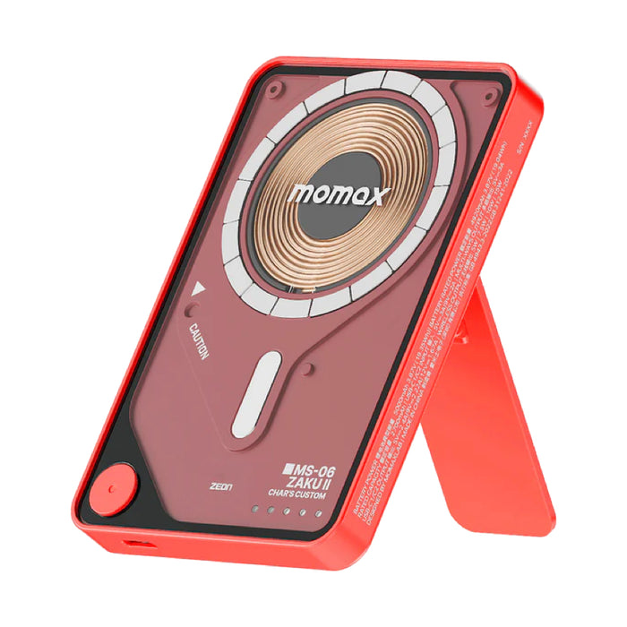 Power Bank แม่เหล็ก Momax 1-Power X Pro 5000mAh พร้อมขาตั้ง สี Zuku Red