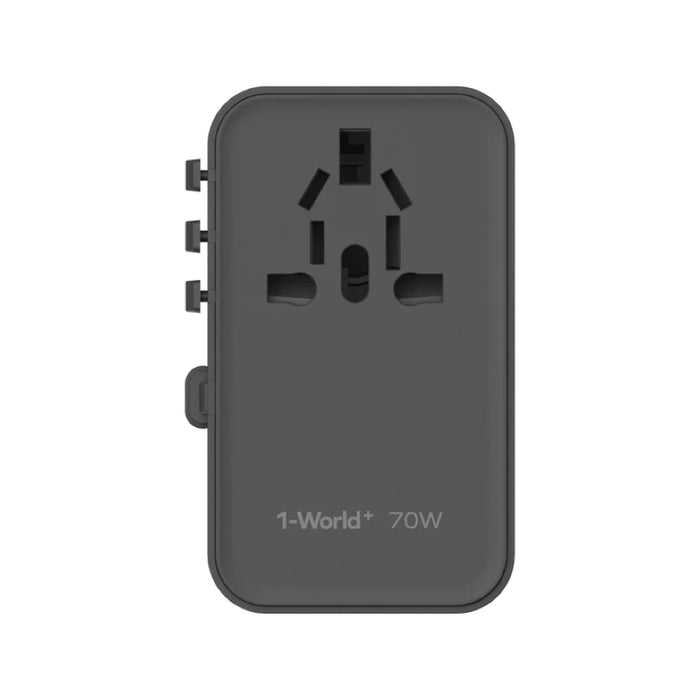 หัวชาร์จ Momax 1-World+ GaN 70W พร้อมสาย USB-C ในตัว (3 พอร์ต) สี Black