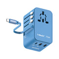 หัวชาร์จ Momax 1-World+ GaN 70W พร้อมสาย USB-C ในตัว (3 พอร์ต) สี Blue