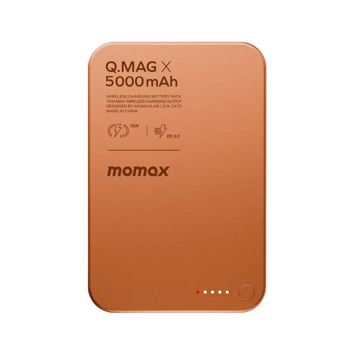 แบตเตอรี่สำรองไร้สาย Q. Mag X 5000 mAh - Orange แบรนด์ MOMAX