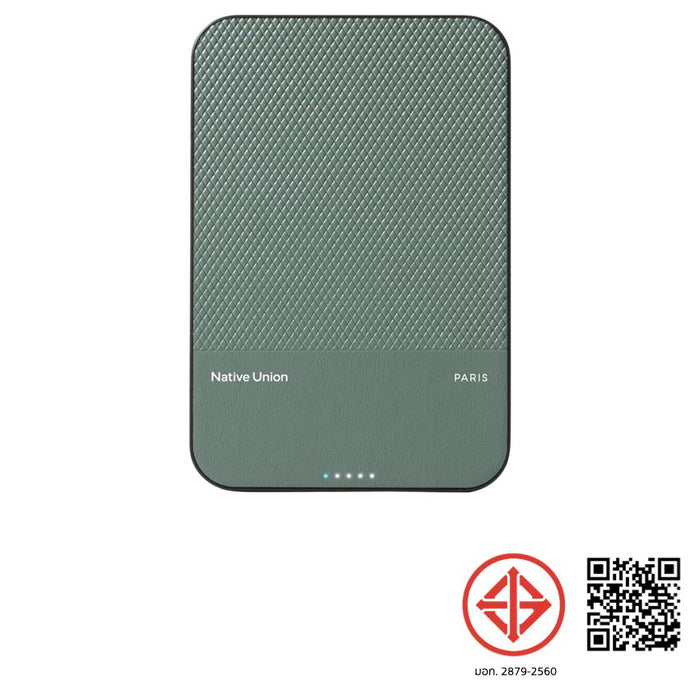 แบตเตอรี่สำรอง Native Union (Re)Classic Magnetic ความจุ 5000 mAh รองรับ Qi2 - Slate Green
