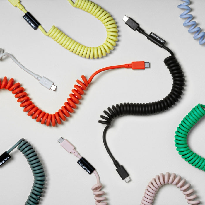 สายชาร์จ USB-C Native Union Pop Cable XL 2.4M 60W ดีไซน์ขดสปริงไม่พันกัน ยืดหยุ่น พกง่าย รองรับชาร์จเร็วทั้งมือถือ แท็บเล็ต และแล็ปท็อป