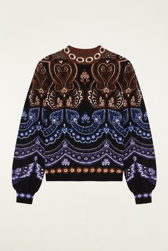Nicole Scarf Puff Sleeve Knit Sweater