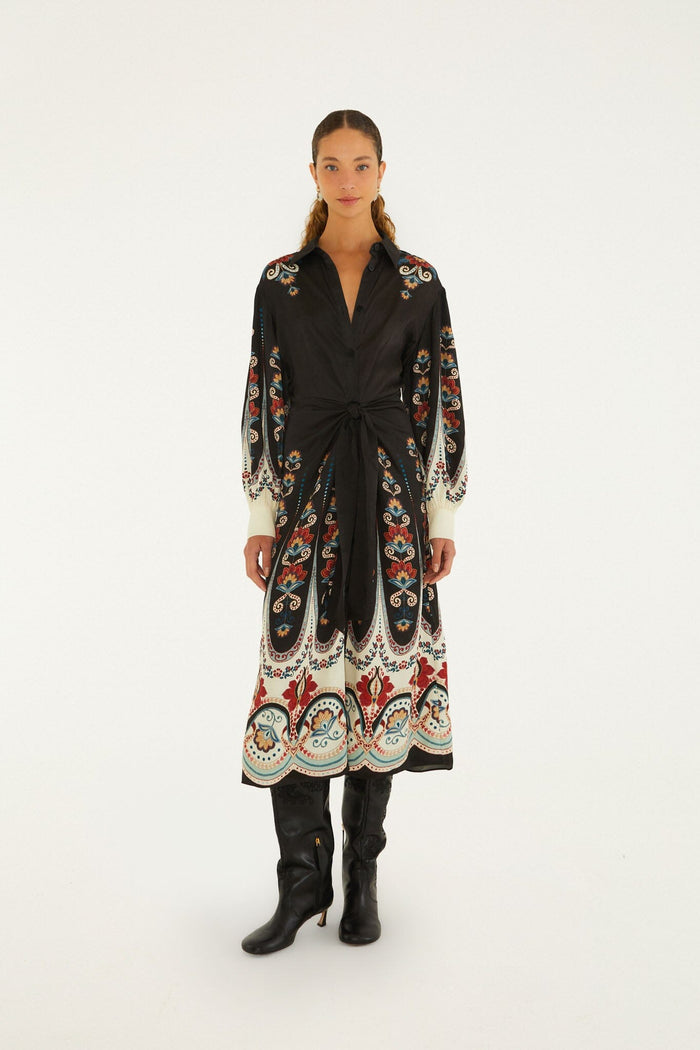 FARM Rio model wearing the Nikita Winter Black Midi Dress