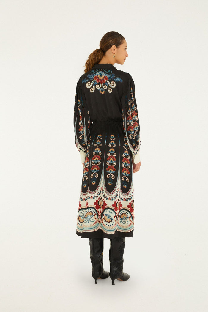 FARM Rio model wearing the Nikita Winter Black Midi Dress