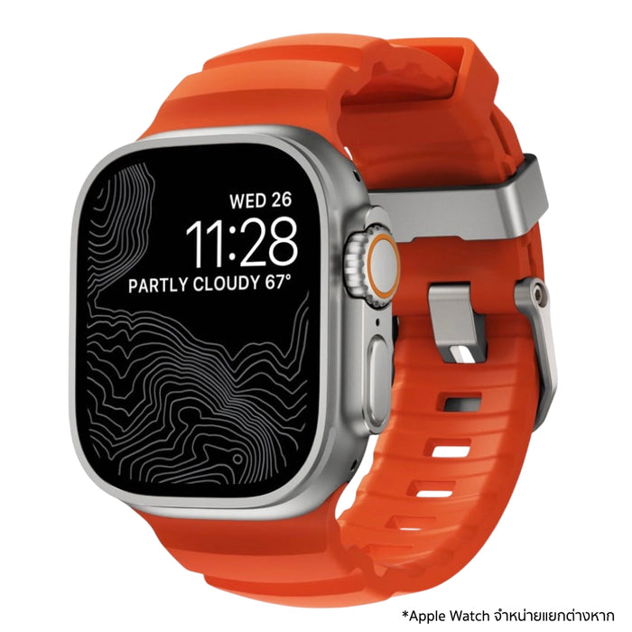สาย Apple Watch Ultra 49mm / 46mm Nomad Rocky Point สี Magma ฮาร์ดแวร์ไทเทเนียมแท้ แข็งแรง กันน้ำ ของแท้