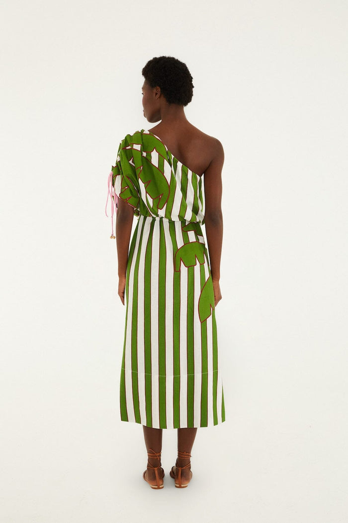 Off-White One-Shoulder Midi Dress